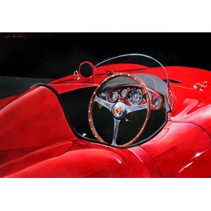 Shan Amrohvi, Oil on Canvas, 24 x 36 inch, Vintage Car painting, AC-SA-049